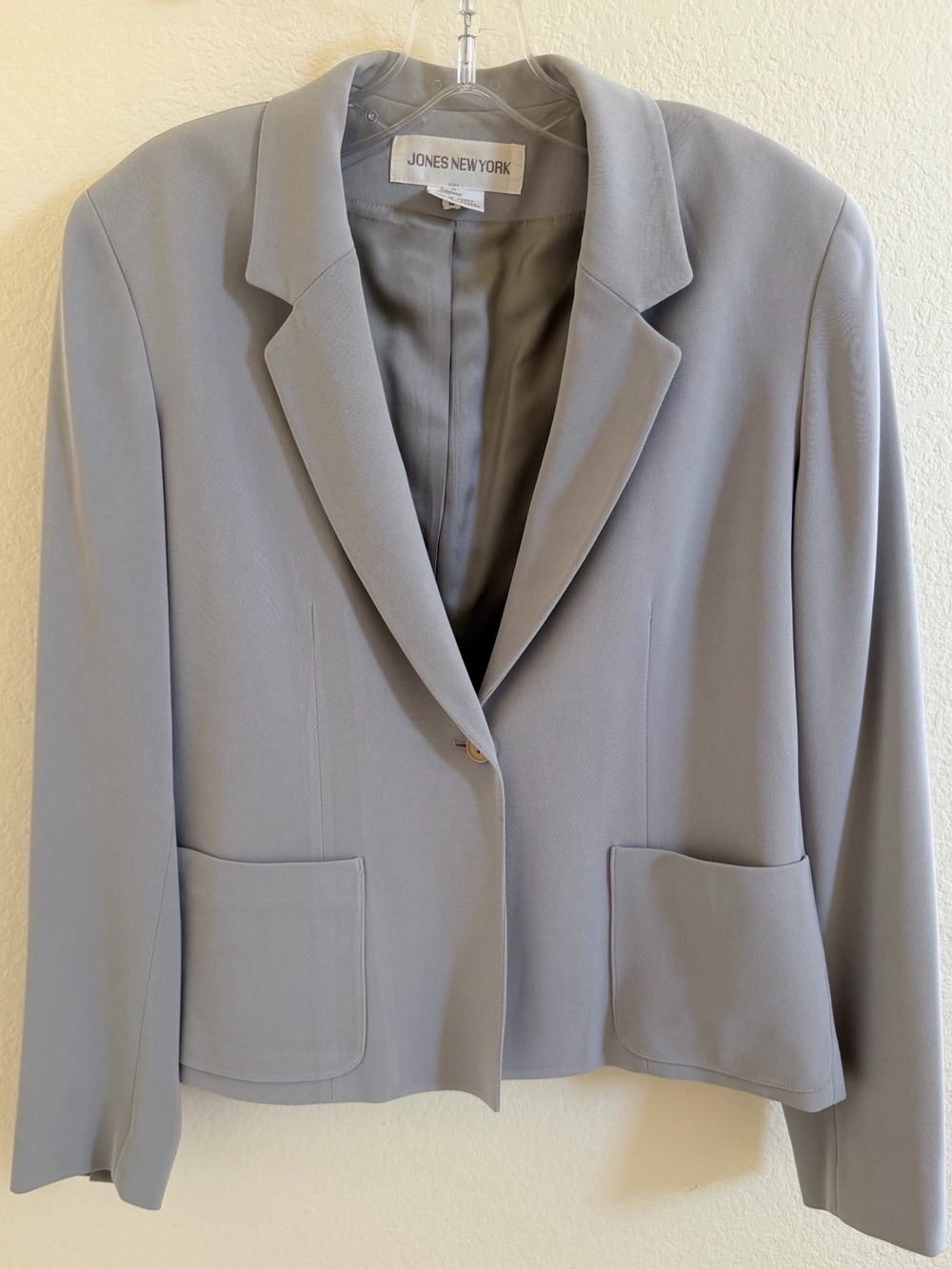 Jones New York Women's Light Gray Single-Button Blazer